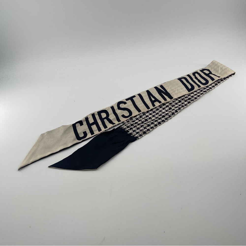 Christian Dior Twilly Scarf – Houndstooth & Logo